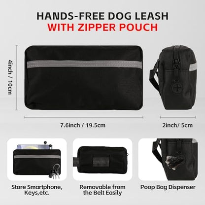 Hands Free Dog Leash with Waist Belt & Large Pouch, Waist Leash - Image 6