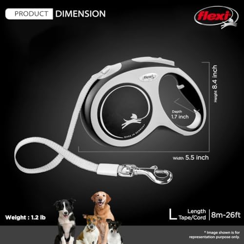 FLEXI® Comfort Nylon Tape Retractable Dog Leash, 26 ft - Image 2