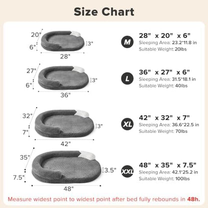 JOEJOY Orthopedic Dog Beds Large Sized Dog, Washable Waterproof Oval Large Dog - Image 2