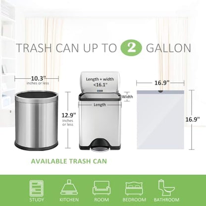 Teivio 2 Gallon Small Drawstring Trash Bags, Mini Plastic Bin Liners fit 1.8-2 - Image 2