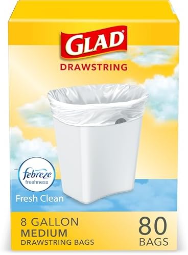 Glad Medium Drawstring Trash Bags, Rip and Tear Resistant, Fresh Clean Scented by GladTrashFoodStorage