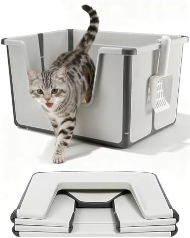 Large Cat Litter Boxes with Scoop, Portable Cat Litter Box by BOLUAMPHC