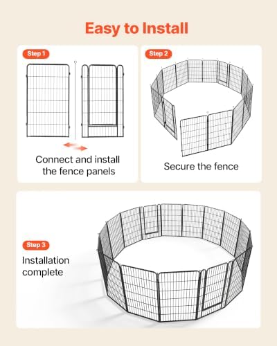 VEVOR Dog Playpen 40 Inch 16 Panels Foldable Metal Exercise Pen Pet Fence - Image 6