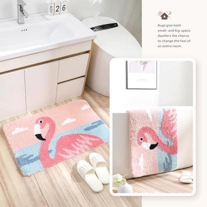 Molesun Flamingo Bath Mat 20x31, Soft Absorbent Microfiber Bath Rugs - Image 4