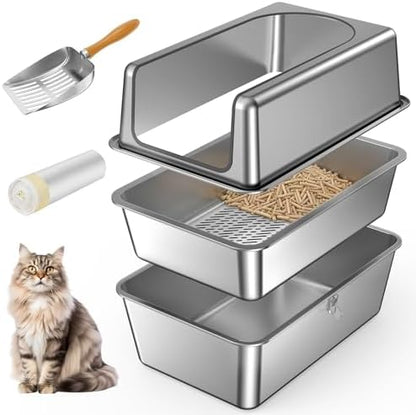 All Stainless Steel Sifting Litter Box by WeLovePetsAsMuchAsYouDo