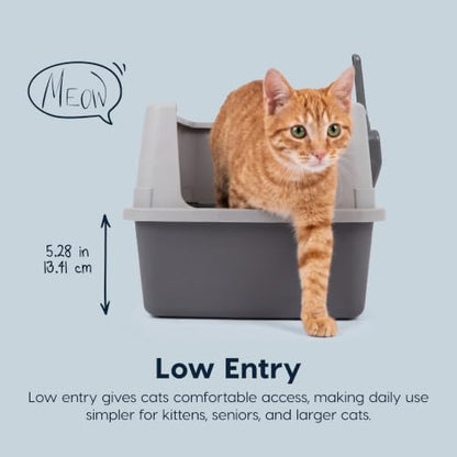 IRIS USA Cat Litter Box Small, High Sided, Scatter Shield - Image 3