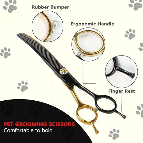 7" Curved Thinner Dog Scissor, Curved Blender Scissors, 48 Teeth - Image 4