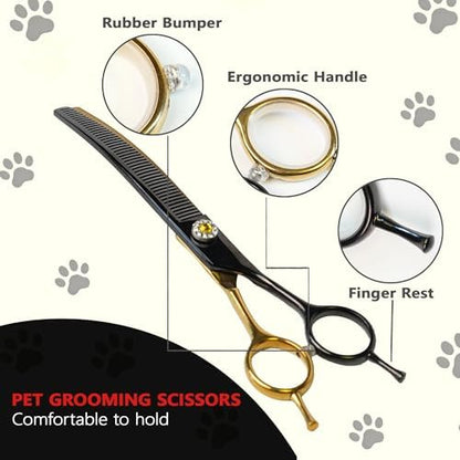 7" Curved Thinner Dog Scissor, Curved Blender Scissors, 48 Teeth - Image 4