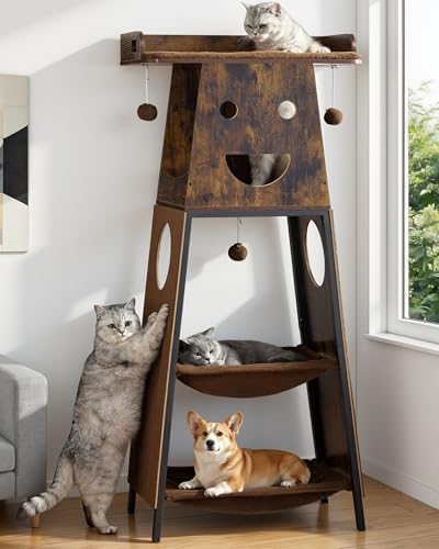 56in Modern Wood Cat Tree Tower by FeliskynCatTreeTower