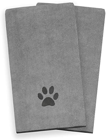 Ritz Embroidered Microfiber Pet Towel, Paw Spa Gray, 2 Towel Set - Image 2