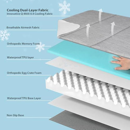 Cooling Dog Bed for Large Dogs, QMAX>0.5 Waterproof Pet Beds - Image 2