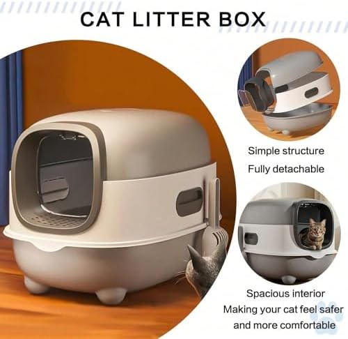 Cat Foldable Litter Box with Lid & Scoop – Middle Enclosed Anti-Splashing - Image 2