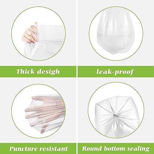 Teivio Medium Clear Trash Bags 10 Gallon 40 Count Kitchen Garbage Bags - Image 3
