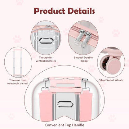 Cat Carrier with Wheels, Rolling Hard Shell Pet Carrier - Image 4