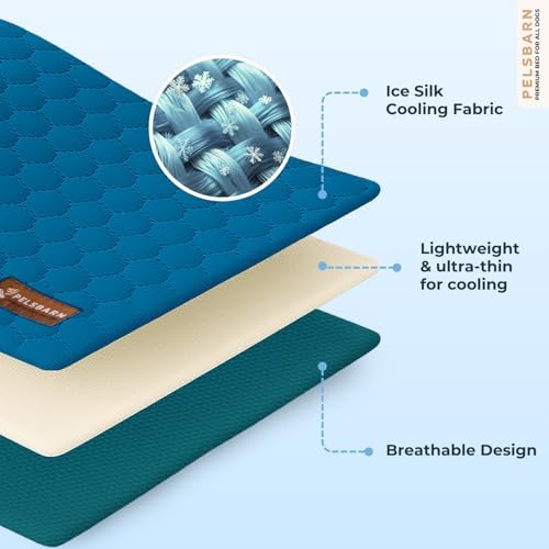 Pelsbarn Dog Cooling Mat, Ice Silk Self-Cooling Pad, Deep Blue - Image 5