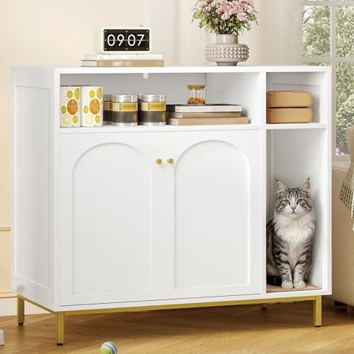 Hzuaneri Cat Litter Box Enclosure, Hidden Litter Box Furniture by Hzuaneri