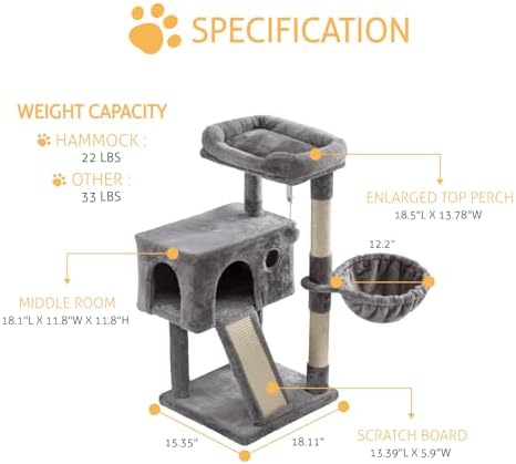 SHA CERLIN Cat Tree 36 Inches Cat Tower - Image 3