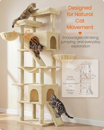 Feandrea Large Cat Tree, 81.1" Tall Sturdy Cat Tower - Image 5