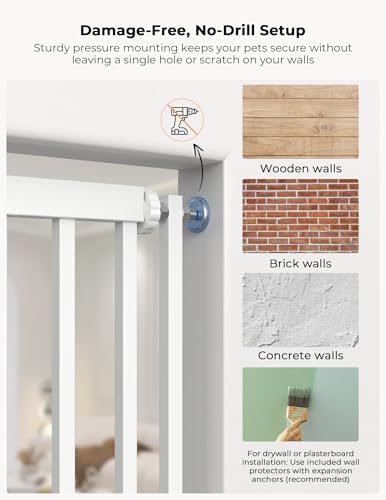 Extra Tall Cat Gate for Doorways, 47.2-86.6" High, Pet Gate - Image 5