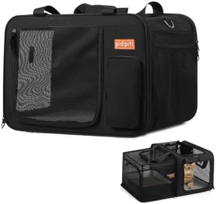 pidipiti 20x14x14 Soft-Sided Expandable Large cat car Travel Carrier by pidipiti