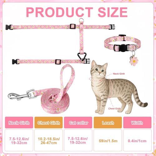2 Pack Floral Cat Harness and Leash, Escape Proof Adjustable Kitten Harness - Image 2