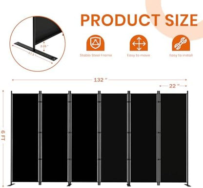 SUNALLY Room Divider Privacy Screens, 6 Panel Divider - Image 2