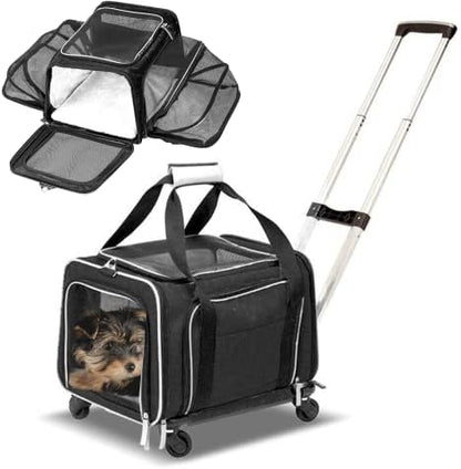 RUFF LIFE 101 Airline Approved Expandable Premium Pet Carrier on Wheels- Two by CozyCruiser