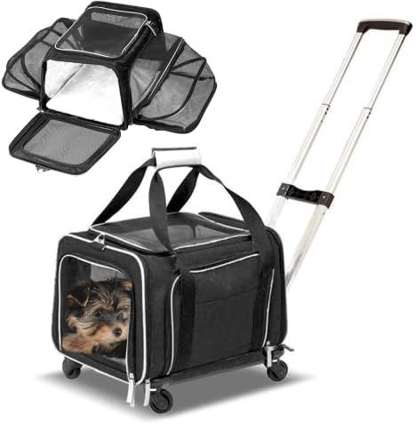 RUFF LIFE 101 Airline Approved Expandable Premium Pet Carrier on Wheels- Two by CozyCruiser