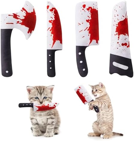 Potaroma 4Pcs Cat Toys, Horror Halloween Knife-Shaped Kitten Catnip Crinkly by Potaroma