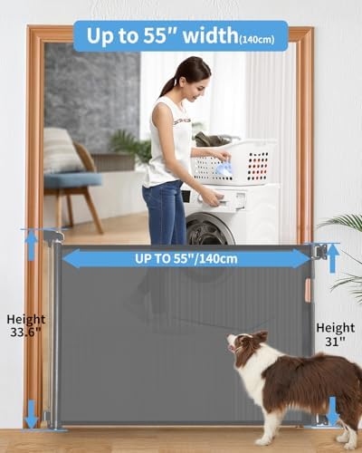 33" H Retractable Baby&Dog Gate, Fits up to 55" W, Hardware Mounted - Image 2