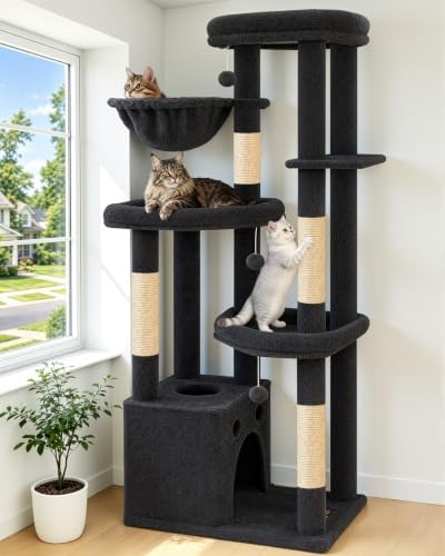 67in Tall Cat Tree Tower for Large Cats, Heavy Duty by FeliskynCatTreeTower