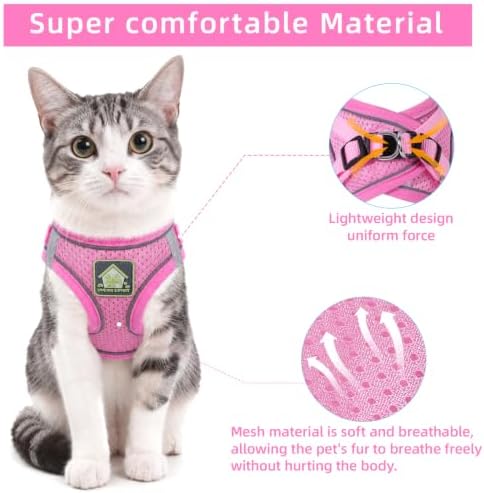 Cat Vest Harness and Leash Set, Escape Proof Kitten Harness Pink XS - Image 2