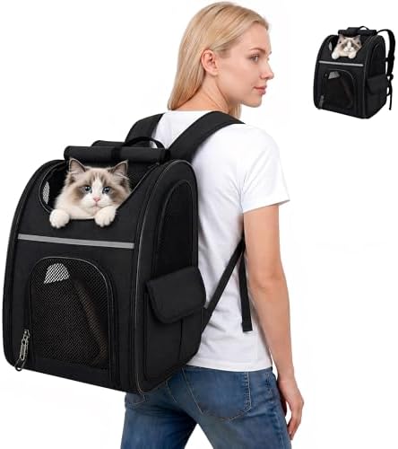 Expandable Cat Backpack Carrier Airline Approved Pet Travel Backpack by PetTemp