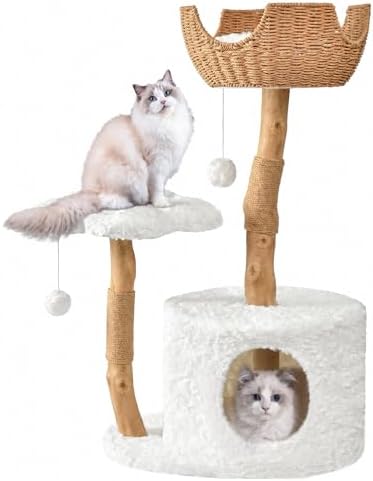 Easyego Modern Cat Tree, 39.9" Aesthetic Wood Cat Tree Tower by Easyego
