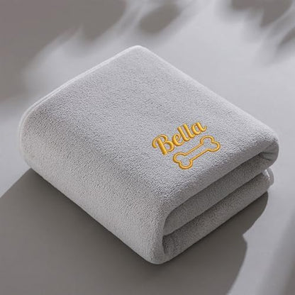 Personalized Pet Towel, Custom Embroidered Name Dog Towel, Super Absorbent by Colifolu