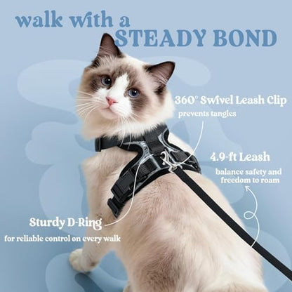 rabbitgoo Cat Harness and Leash Set, Escape Proof Vest, Doodle Gray - Image 5