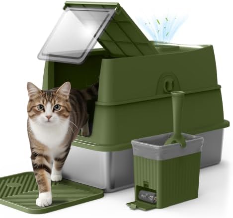 Stainless Steel Litter Box | Enclosed Cat Litter Box by AIPERRO