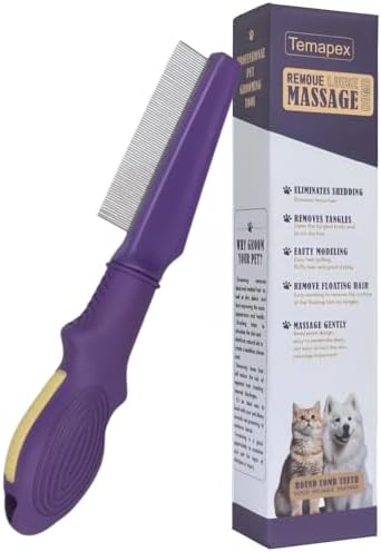 Pet Flea Comb for Dogs & Cats, Removes Tangles & Flea, Tear Stain Removal by Temapex
