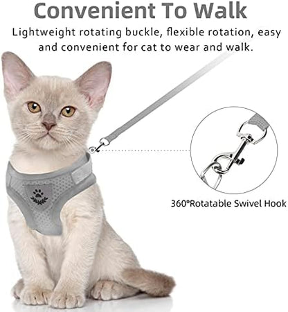 Cat Vest Harness and Leash Set, Escape Proof Kitten Harness Gray S - Image 3