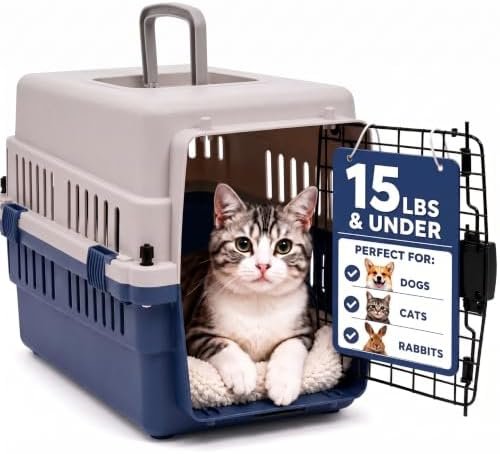 Hard-Sided Pet Carrier for Cats and Small Dogs, Portable Plastic Crate for Vet by FreePet