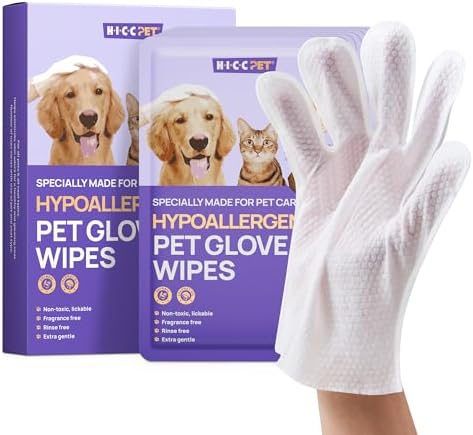 HICC PET Dog Wipes for Dogs & Cats, Individual Glove Packs by HICCPET
