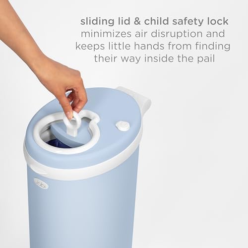 Ubbi Stainless Steel Diaper Pail, No Special Bag, Odor-Locking, Cloudy Blue - Image 6