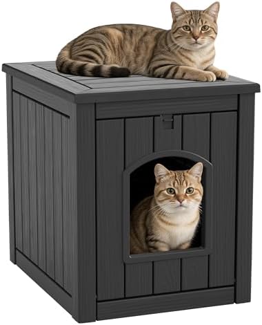Cat Litter Box Enclosure, Openable Front Door Outdoor Enclosed Cat Litter Box by Unknown