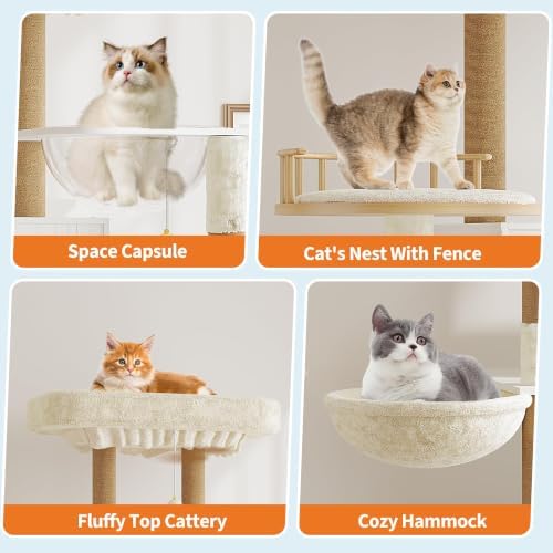 Cat Tree with Litter Box Enclosure, Large Plush Top Perch, Sisal Scratching - Image 3