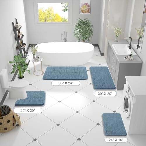 OLANLY Bathroom Runner Rugs 70x24, Extra Soft Absorbent Chenille Bath Rugs - Image 2