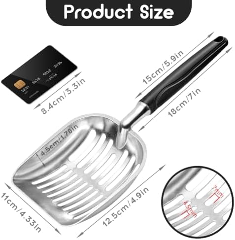 Showvigor Cat Litter Scoop, Metal Cat Scooper, Plastic Handle Scoop, Sifting - Image 2