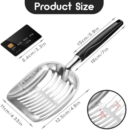 Showvigor Cat Litter Scoop, Metal Cat Scooper, Plastic Handle Scoop, Sifting - Image 2