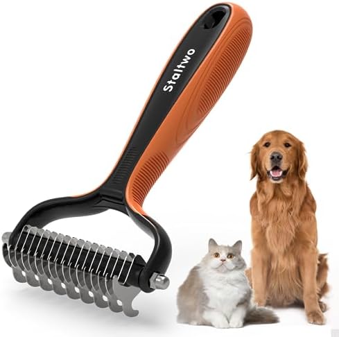 Staltwo Deshedding Dog Brush for Shedding, Undercoat Rake for Dog&Cat by Staltwo