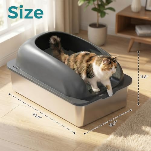 OLIXIS Stainless Steel Large Cat Litter Box - Image 5