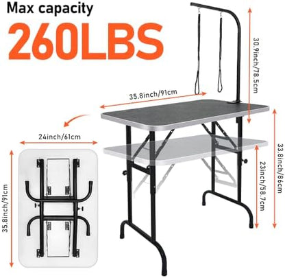 LEIBOU 36-inch Height Adjustable and Foldable Pet Dog Grooming Table - Image 2